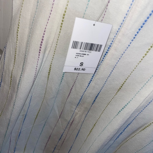 white mini dress with blue and pink stitch - Picture 3 of 3